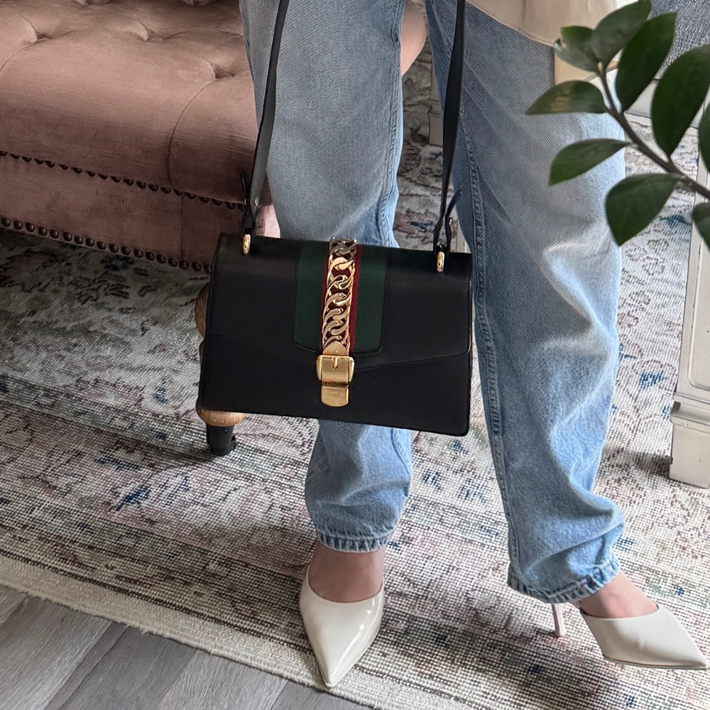 SOLD GUCCI Sylvie 2 WAY Bag Leather Shoulder Bag - Picture 2 of 13